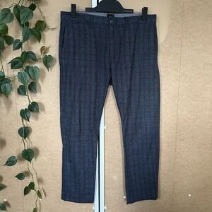 J. CREW Men's 484 Slim Fit Brushed Twill Plaid Pants Size 34 X 28 Dark Gray